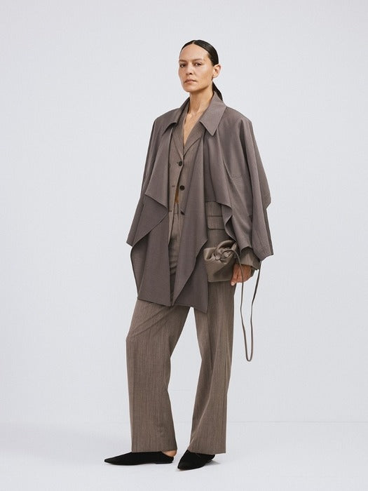 Recto Wide Fit Suit Pants (Sepia)
