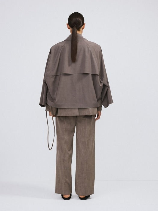 Recto Wide Fit Suit Pants (Sepia)