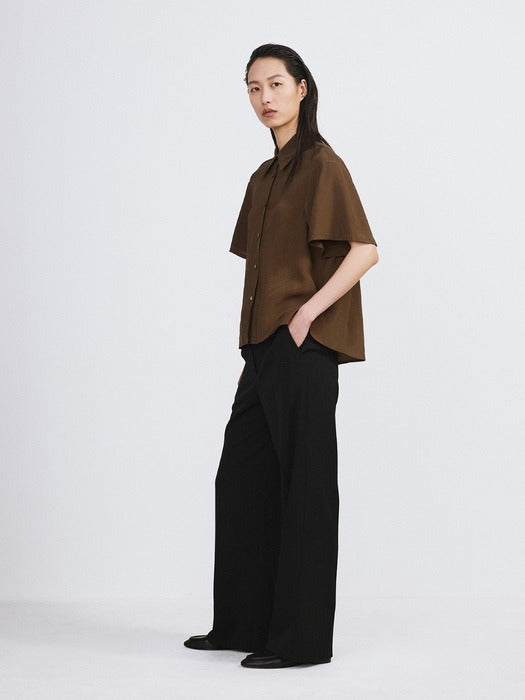 Recto Wide Fit Straight Pants (Black)
