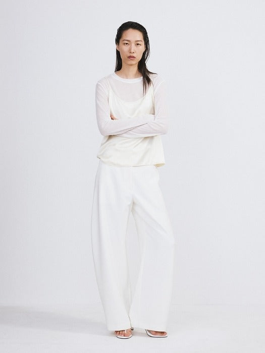 Recto Curved Legs Crepe Pants (Off White)
