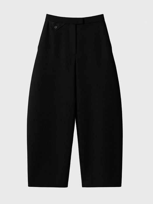 Recto Curved Legs Crepe Pants (Black)
