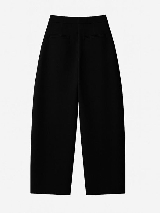 Recto Curved Legs Crepe Pants (Black)