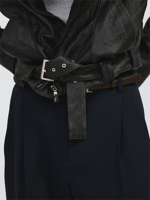 [recto] Vintage Effect Biker Jacket (Black)