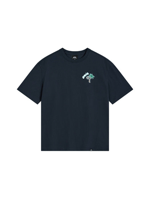 Emis Coastal Embroidery T-Shirt-Navy