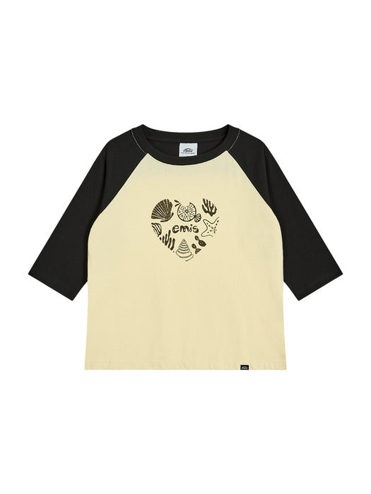 [emis] (W) COASTAL RAGLAN T-SHIRT-YELLOW