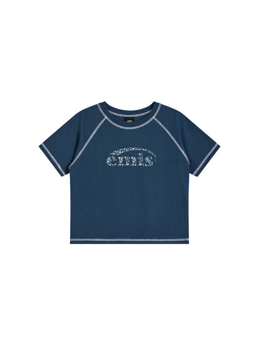 Emis (W) Coastal Cover Stitch T-Shirt-Blue