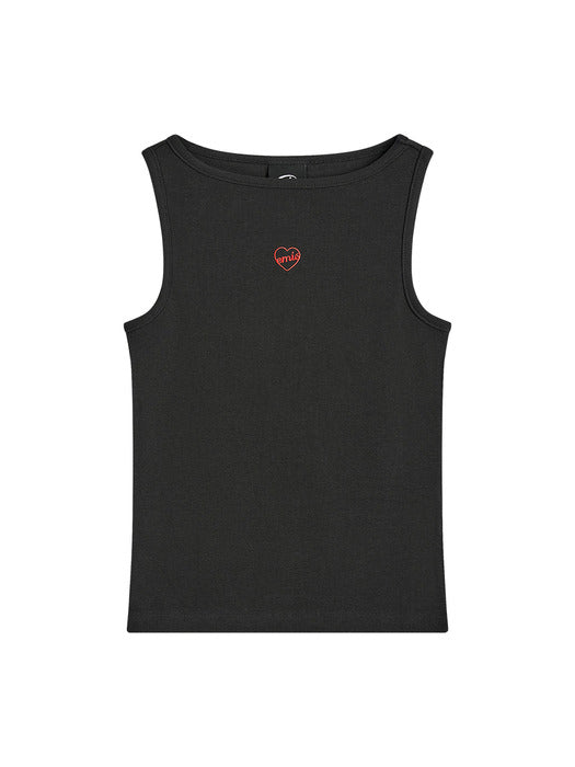 Emis (W) Boat Neck Tank Top-Black