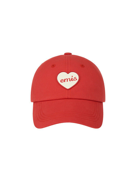 Emis Heart Rubber Patch Ball Cap-Red