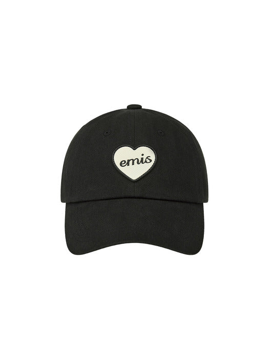 Emis Heart Rubber Patch Ball Cap-Black
