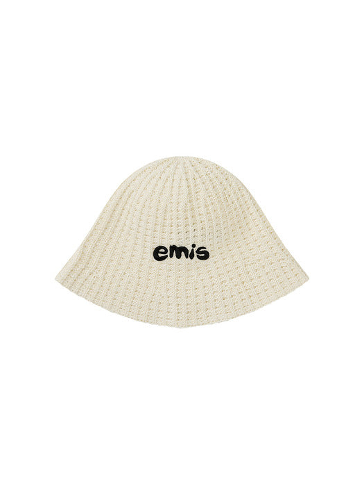 Emis Coastal Waffle Knit Bucket Hat-White