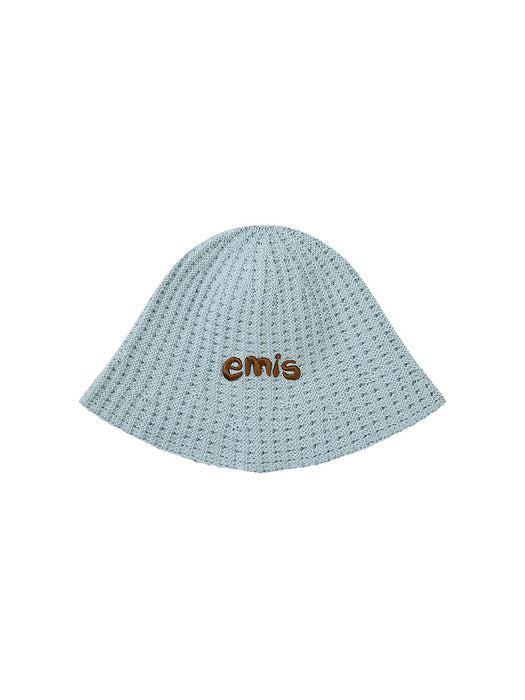Emis Coastal Waffle Knit Bucket Hat-Pastel Blue