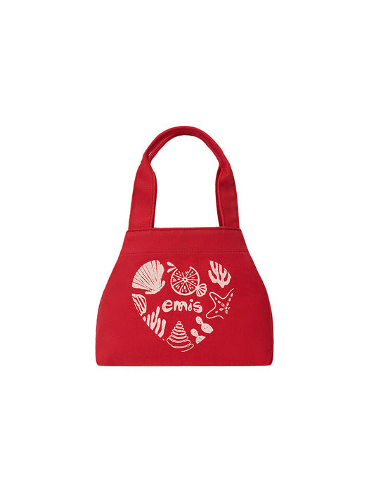 [emis] HEART COASTAL MINI TOTE BAG-RED