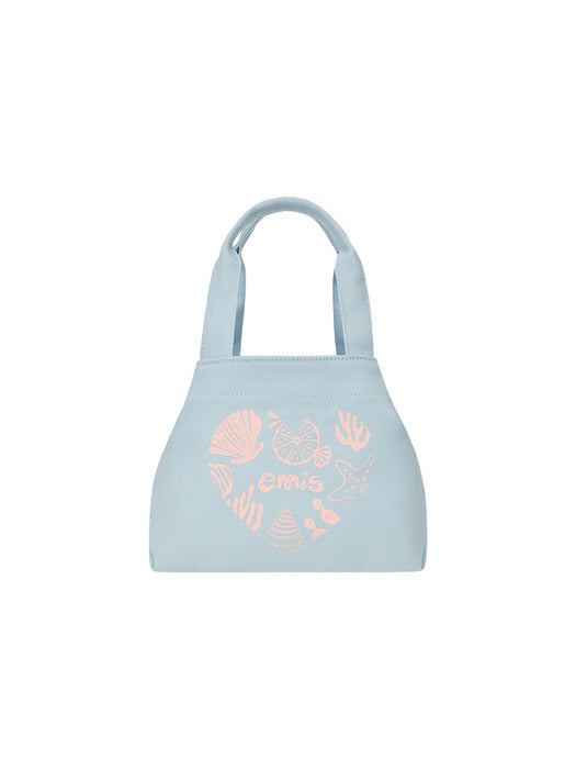 Emis Heart Coastal Mini Tote Bag-Pastel Blue