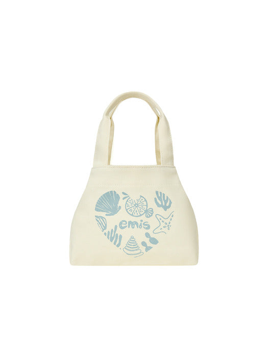 Emis Heart Coastal Mini Tote Bag-Ivory