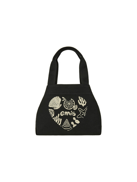 Emis Heart Coastal Mini Tote Bag-Black