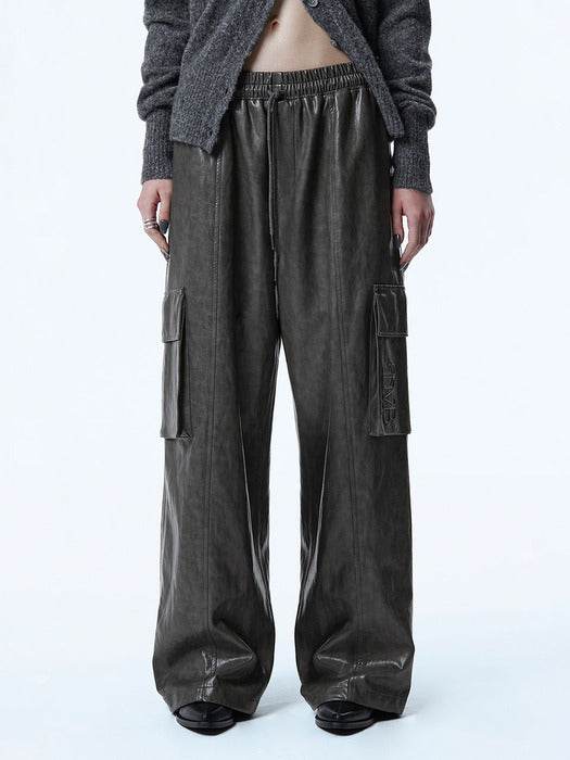 Wconcept_Treemingbird Tmb Cargo Leather Pants [ Charcoal ]