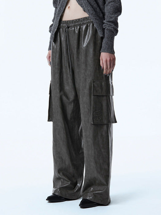 Wconcept_Treemingbird Tmb Cargo Leather Pants [ Charcoal ]