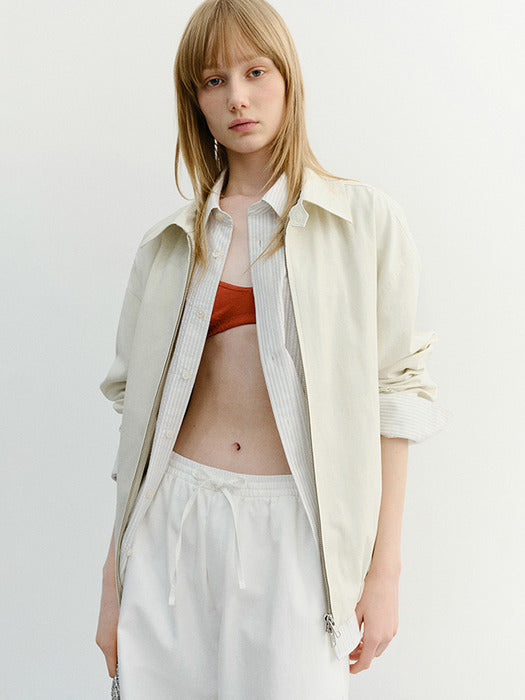 Dunst Unisex Collared Light Blouson Jacket Ivory