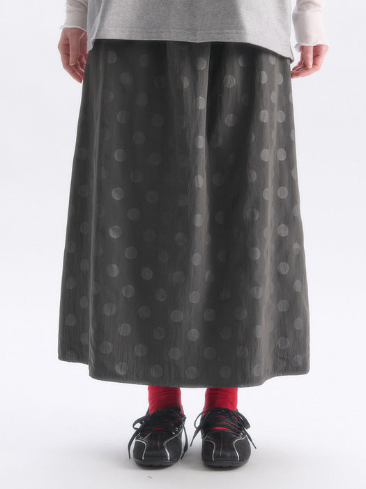 Ambler Dot skirt Flare Maxi Long Skirt (Dark-Gray)
