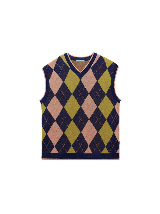 Instantfunk Ms Jacquard Knitwear Vest - Navy