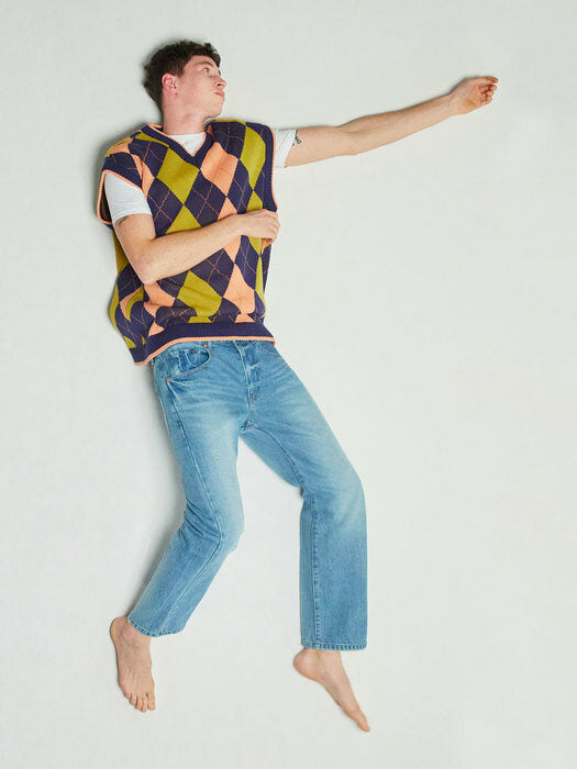 Instantfunk Ms Jacquard Knitwear Vest - Navy