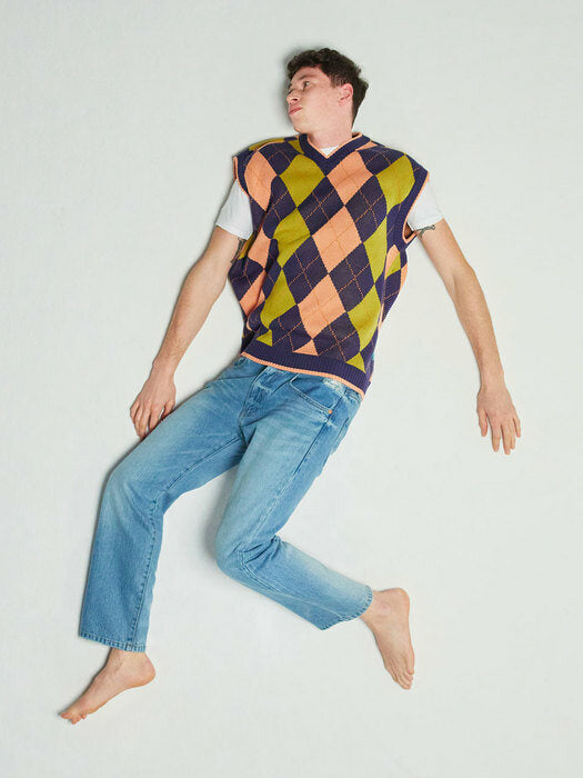 Instantfunk Ms Jacquard Knitwear Vest - Navy
