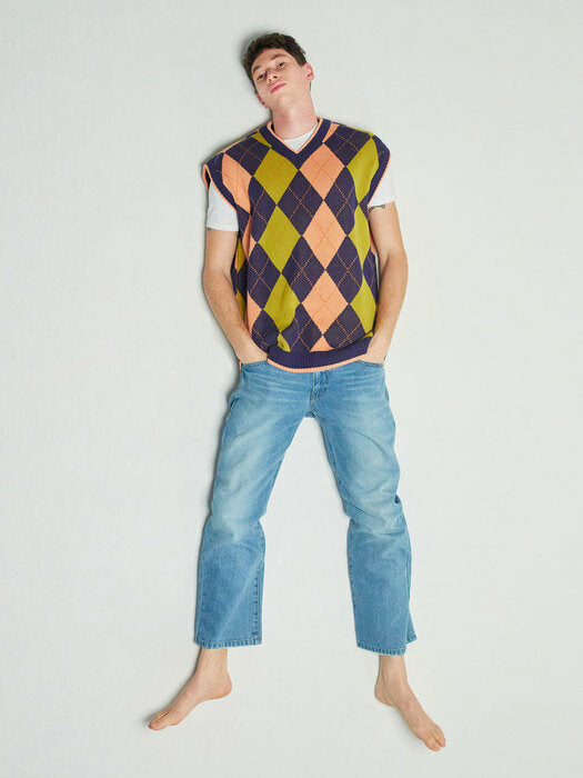 Instantfunk Ms Jacquard Knitwear Vest - Navy
