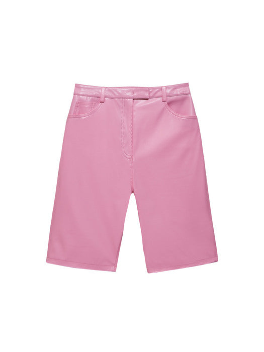 Instantfunk Eco Leather Slim Half Pants - Pink