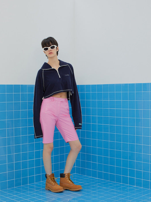 Instantfunk Eco Leather Slim Half Pants - Pink