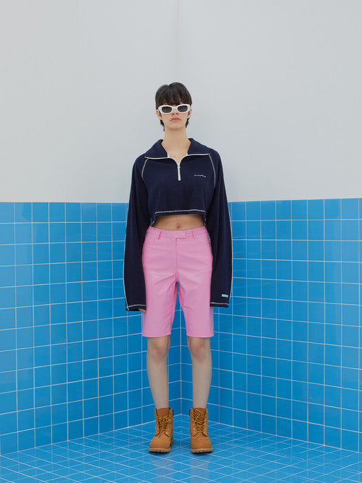 Instantfunk Eco Leather Slim Half Pants - Pink