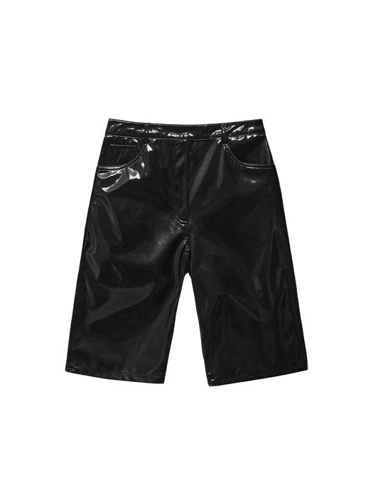 Instantfunk Eco Leather Slim Half Pants - Black