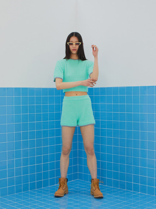 [Instantfunk] Tactel Knitwear Shorts - Mint