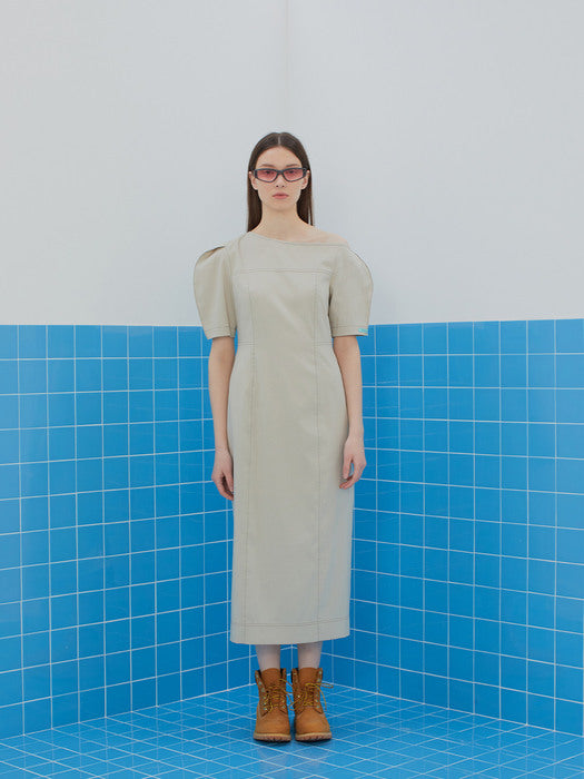 Instantfunk One-Shoulder Long Dress - Beige