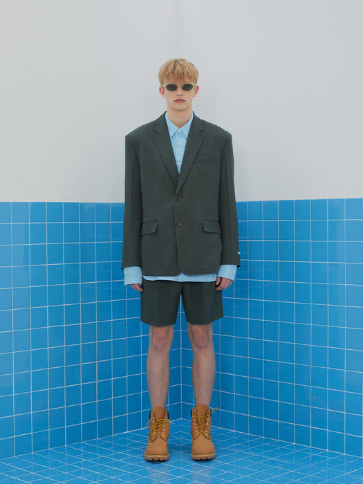 [Instantfunk] Ms Stitch Tailored Half Pants - Green
