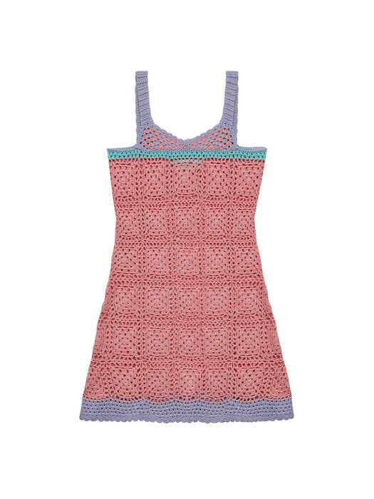 Instantfunk Crochet Knitwear Mini Dress - Pink