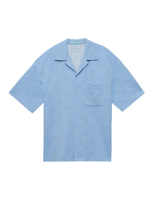 Instantfunk Ms Floral Embossed Shirt - Blue