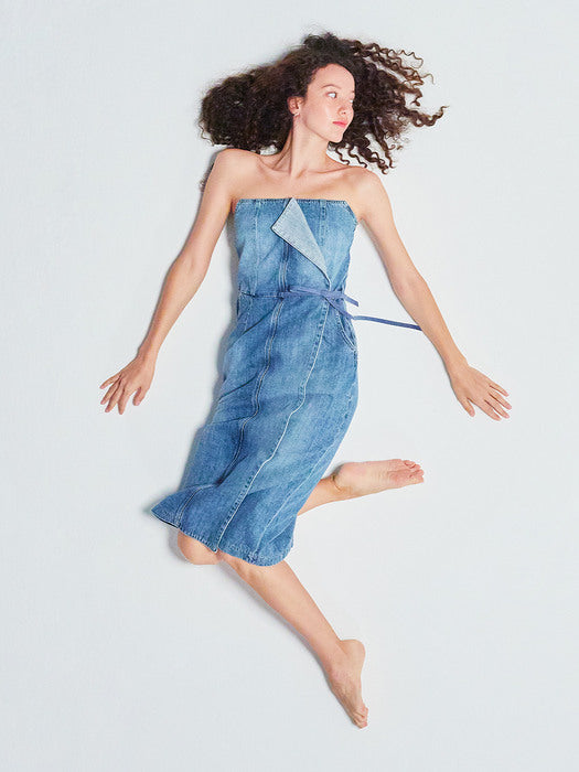 Instantfunk Tube Top Denim Dress - Blue