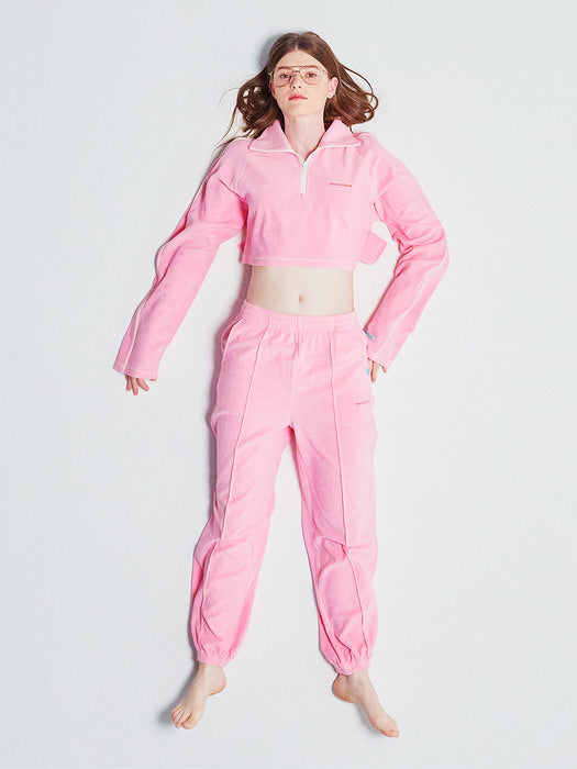 [Instantfunk] Half-Zip Crop Long-Sleeve - Pink