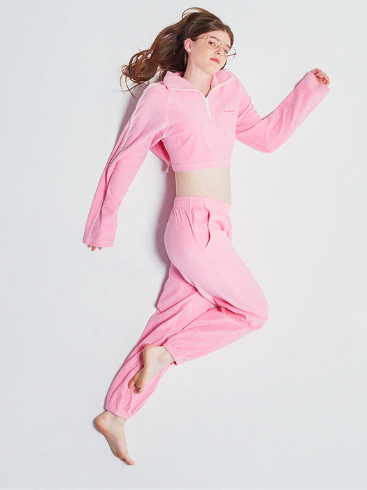 [Instantfunk] Half-Zip Crop Long-Sleeve - Pink