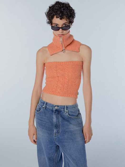 Instantfunk Zip-Up Knitwear Neck Warmer - Orange