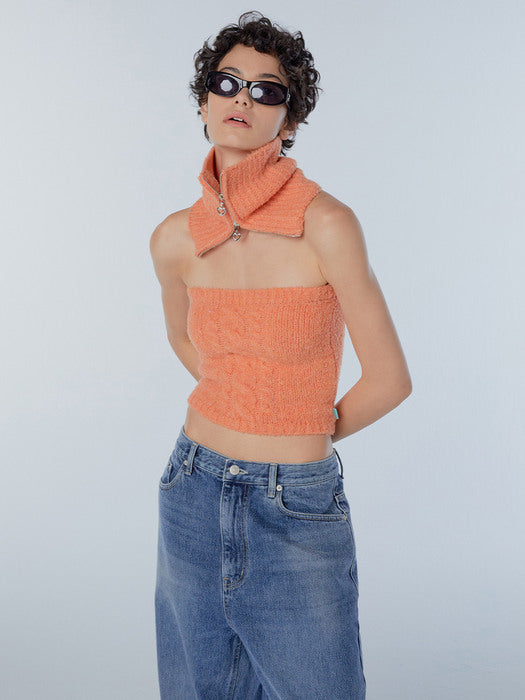 Instantfunk Zip-Up Knitwear Neck Warmer - Orange