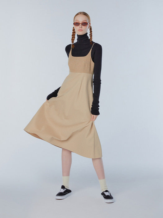 Instantfunk Line Flare Long Dress - Beige