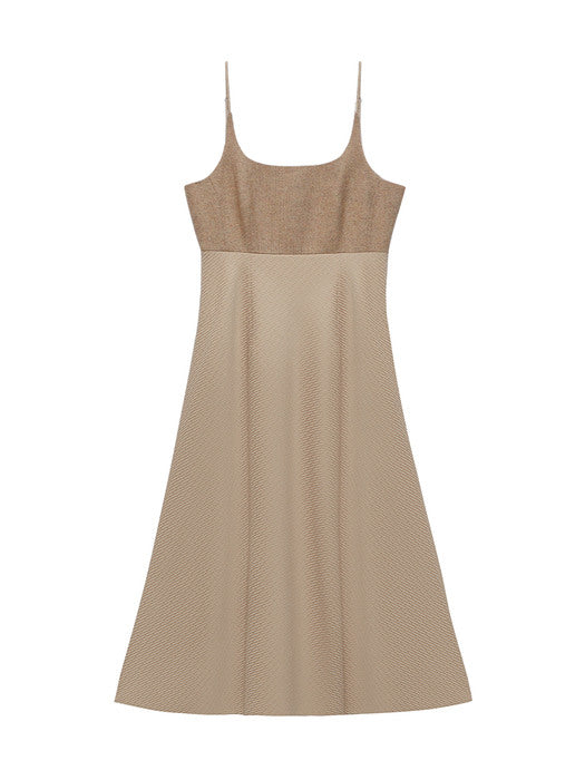 Instantfunk Line Flare Long Dress - Beige
