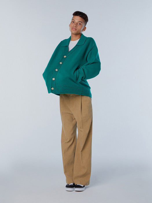 Instantfunk Ms Shirt Collar Wool Cardigan - Green