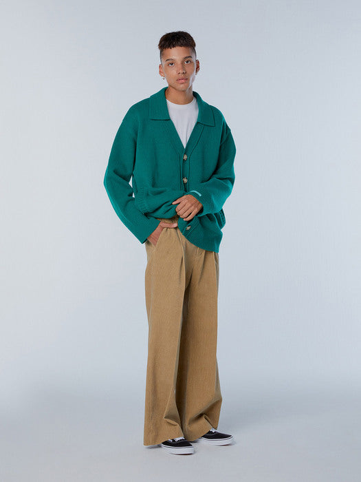 Instantfunk Ms Shirt Collar Wool Cardigan - Green