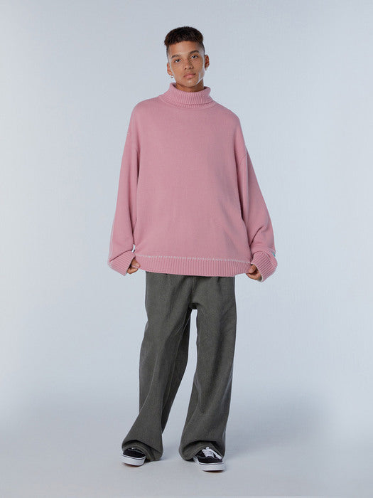 Instantfunk Ms Stitch Wool Turtleneck Knitwear - Pink