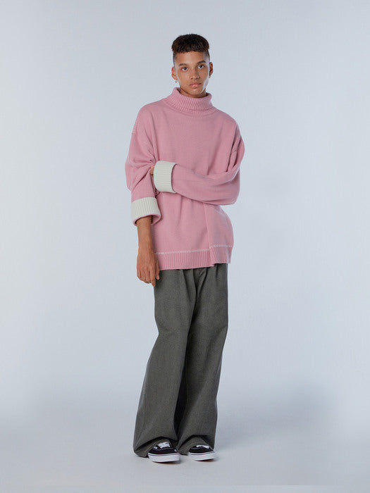 Instantfunk Ms Stitch Wool Turtleneck Knitwear - Pink