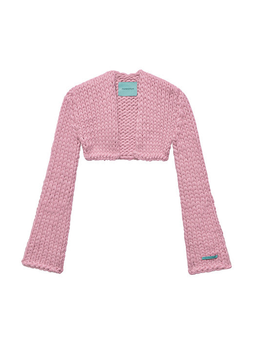 [Instantfunk] Giant Yarn Wool Knitwear Bolero - Pink