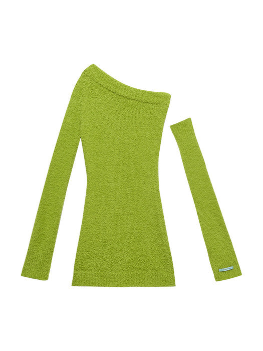 Instantfunk One-Shoulder Knitwear Mini Dress - Green
