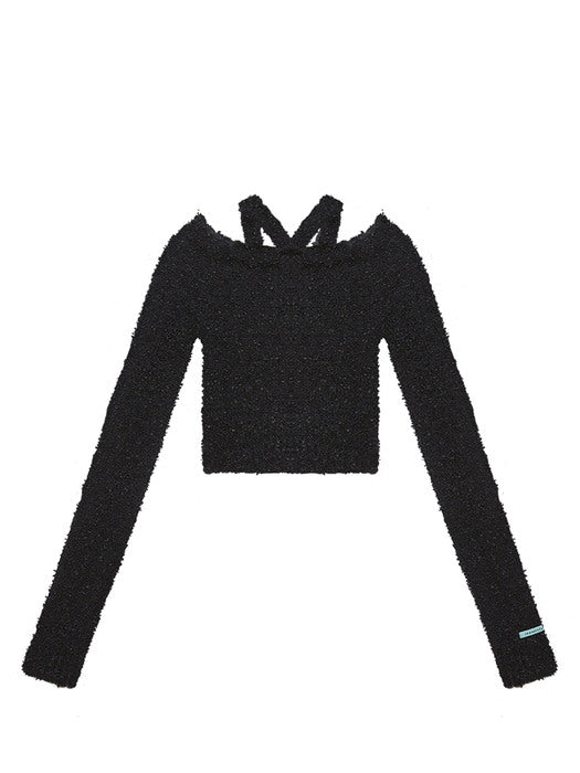 Instantfunk Off-Shoulder Halterneck Knitwear - Black